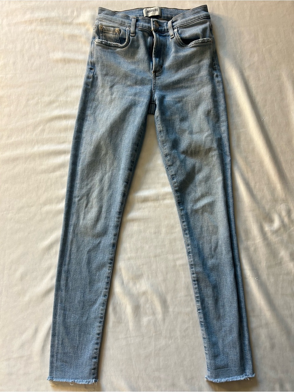 AGOLDE Light Wash Slim Straight Raw Hem Jeans Size 24